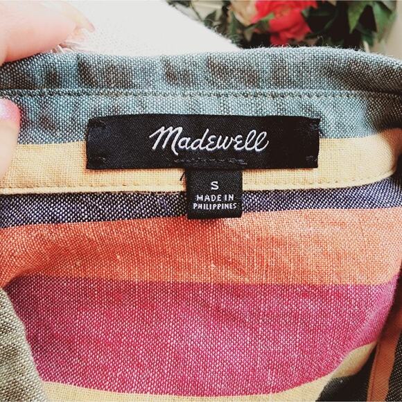 MADEWELL MULTI COLOR STRIPE SHIRT WITH TIE FRONT SIZE SMALL - Picture 6 of 6